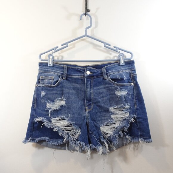 Judy Blue Pants - Judy Blue Denim Shorts Womens XL JB15232MD-CO Medium Wash Cutoff Casual